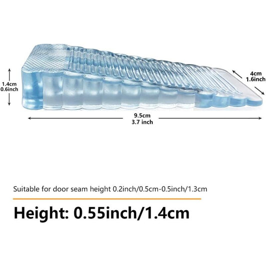 4 pcs Transparent Door Wedge Soft Rubber Non-Slip Block Adjustable Height Door Stopper For Tile, Floor, Concrete,