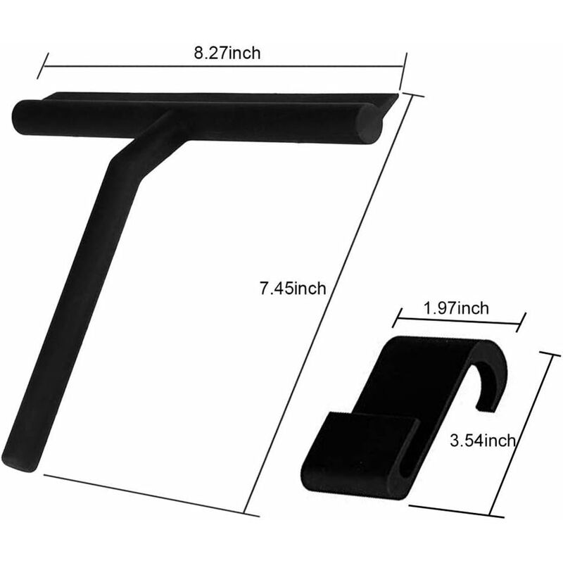 27Cm Silicone Shower Squeegee - For Glass Shower Door And Wall - With Hanging Hook - Black