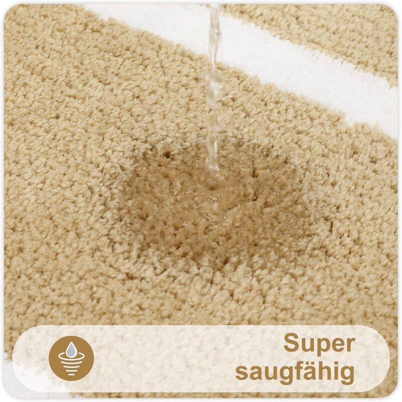Non-Slip Bath Mat, Soft Microfiber Bathroom Mat, Absorbent High Pile Bath Mat, Machine Washableable - 40 X 60 Cm - Beige