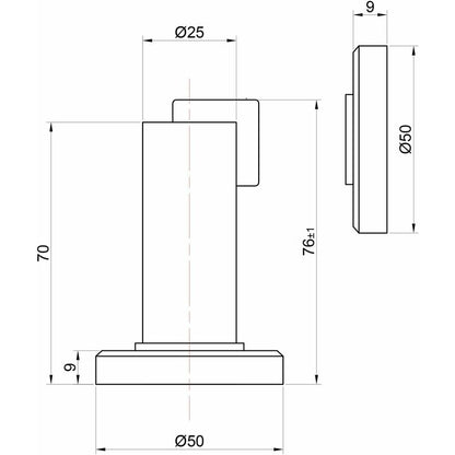 Magnetic Door Stop Ms010 In Stainless Steel Look - Door Stop With Floor And Wall Mounting Hardware - Magnetic Door Stop