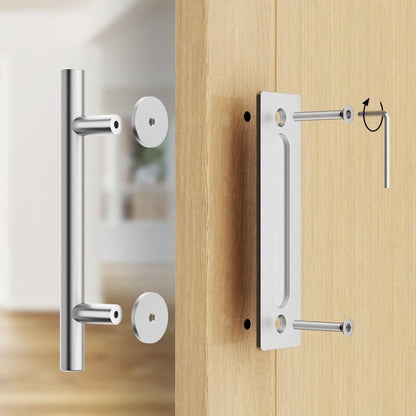30Cm Sliding Door Handle Set, Stainless Steel Sliding Door Handle, Large Rustic Size, Suitable For Gates, Garages,