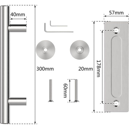 30Cm Sliding Door Handle Set, Stainless Steel Sliding Door Handle, Large Rustic Size, Suitable For Gates, Garages,