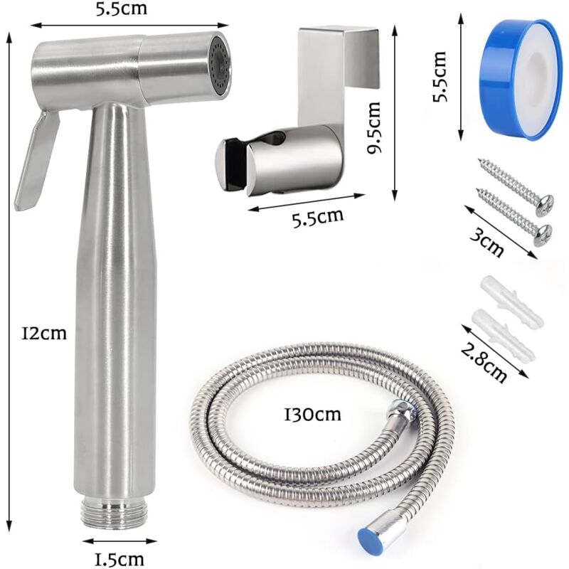 Toilet Sprayer, Stainless Steel Toilet Sprayer Kit, Adjustable Water Pressure Toilet Sprayer, Bidet Sprayer For