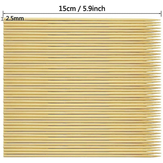 400 Wooden Bamboo Skewers Sticks For Bbq Fruit Chocolate Fondue Fountain 15Cm