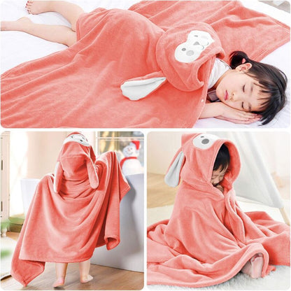 Kids Hooded Bath Towel Ultra Soft Highly Absorbent Bath Towel Gift For Boys Girls Extra Large 70X140Cm Pink