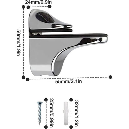 2-Piece Adjustable Glass Shelf Bracket, Support For 5-21Mm Thickness Wood/Glass Shelves
