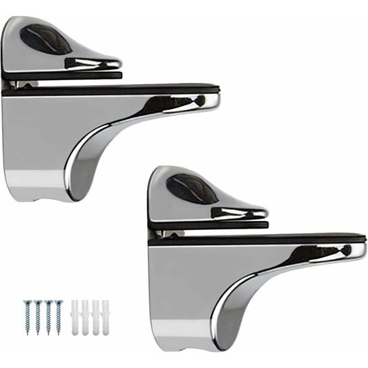 2-Piece Adjustable Glass Shelf Bracket, Support For 5-22Mm Thickness Wood/Glass Shelves