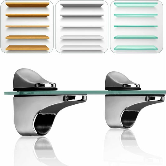 2-Piece Adjustable Glass Shelf Bracket, Support For 5-22Mm Thickness Wood/Glass Shelves