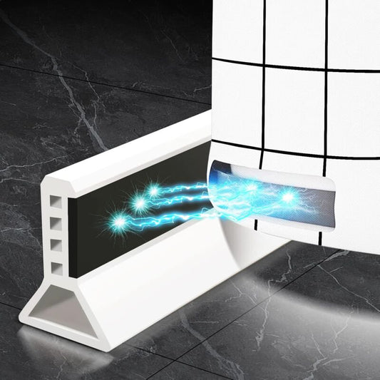 Foldable Shower Barrier And Water DAm Retention System Keeps Water Inside Threshold (1M, Magnetic Style-White)