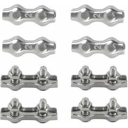 M2 Duplex Cable Clips 304 Stainless Steel Duplex Cable Clips For Wire ROpe Clotheslines Sun Sails Hanging Patio Fixed 8