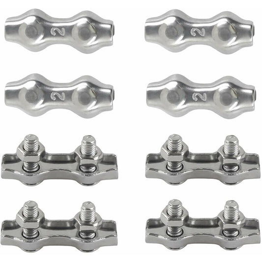 M2 Duplex Cable Clips 304 Stainless Steel Duplex Cable Clips For Wire ROpe Clotheslines Sun Sails Hanging Patio Fixed 8