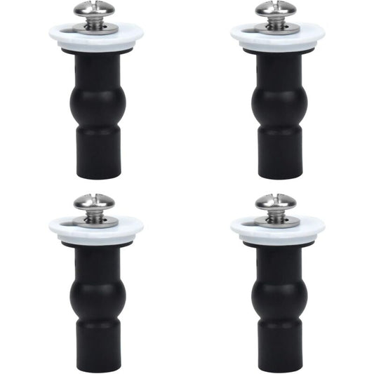 Toilet Seat Fittings, 4 Pack Toilet Seat Hinges Screws Toilet Seat Fixings Expanding Rubber Top Nuts Screws