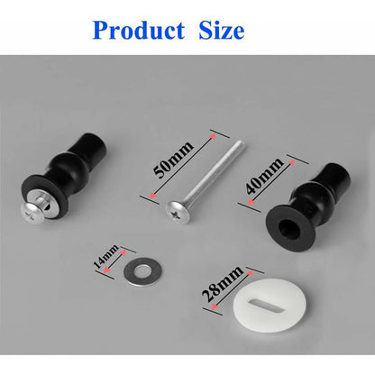 Toilet Seat Fittings, 4 Pack Toilet Seat Hinges Screws Toilet Seat Fixings Expanding Rubber Top Nuts Screws