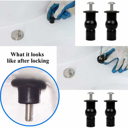 Toilet Seat Fittings, 4 Pack Toilet Seat Hinges Screws Toilet Seat Fixings Expanding Rubber Top Nuts Screws