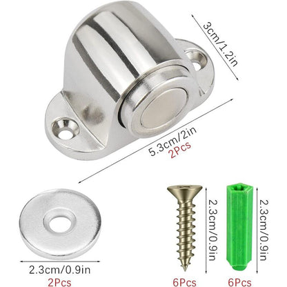 2 Pack Stainless Steel Magnetic Door Stopper Catch Door Stoppers With Screw Mounted, No Force Or Hitting Walls