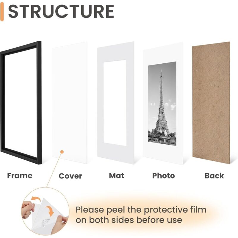 3 pcs Set Photo Frames 21X29.7Cm, A4 Black Frame, Can Be Placed Or Hung On The Wall High Quality Wooden Photo Frame