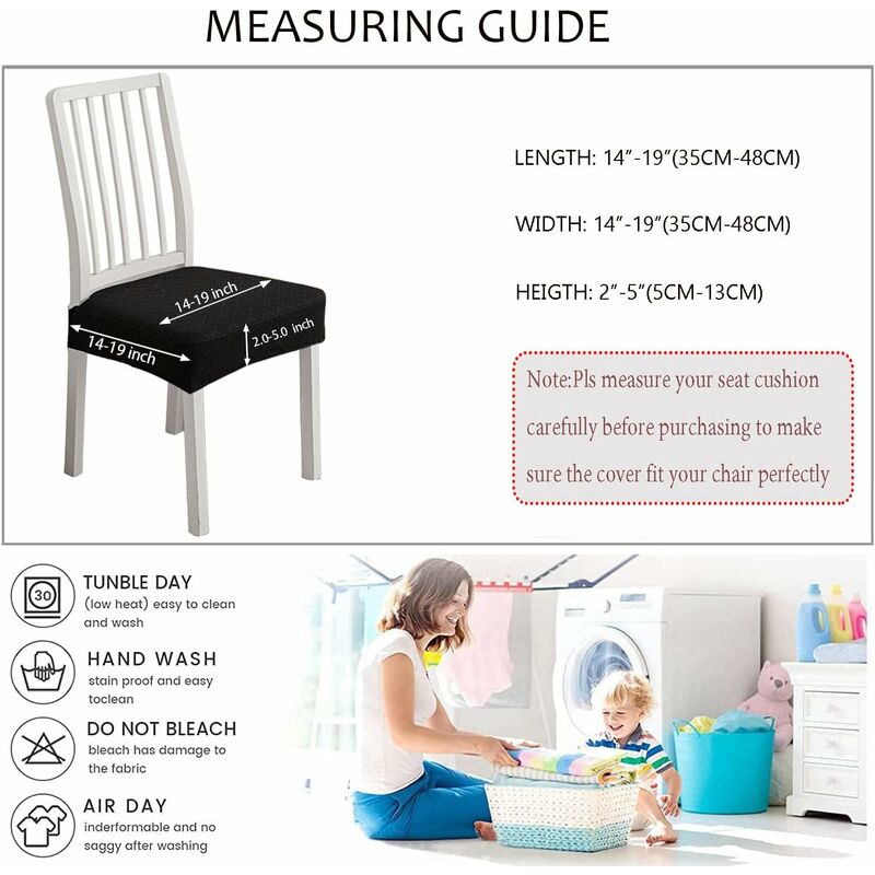 Diamond Lattice Waterproof Seat Covers For Dining ROom Chairs, Stretch Kitchen Chair Covers For Dining ROom, Seat