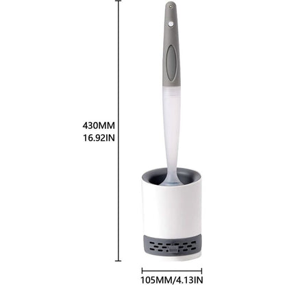 Silicone Toilet Brush With Soap Dispenser, Wall Mounted/Standing No Drilling Cleaning Brush With Holder For Bathroom