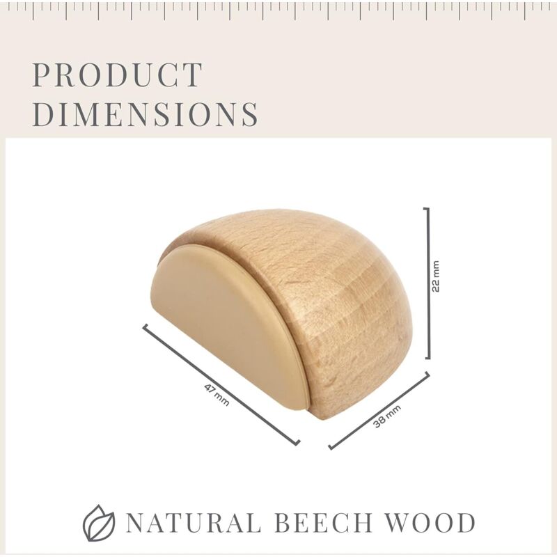 6 pcs Set Door Stops - Adhesive Wooden Door Stop For Floors And Parquet - Adhesive Door Stop - Door Stop (Natural Beech)