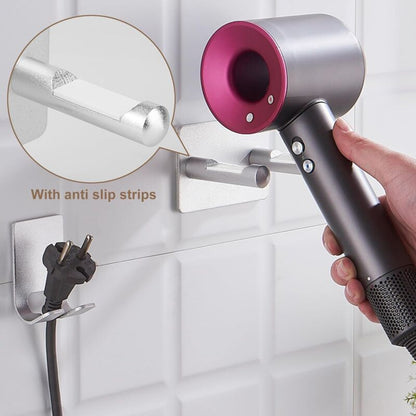 Universal Hair Dryer Holder Stainless Steel No Drilling Wall Mount Hair Dryer Holder Stick-On Holder Universal Holder