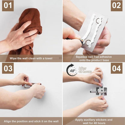 Universal Hair Dryer Holder Stainless Steel No Drilling Wall Mount Hair Dryer Holder Stick-On Holder Universal Holder