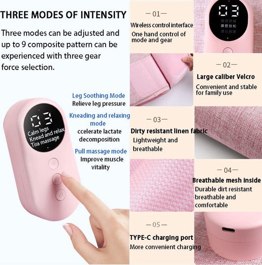 Leg massager for blood circulation (pink)