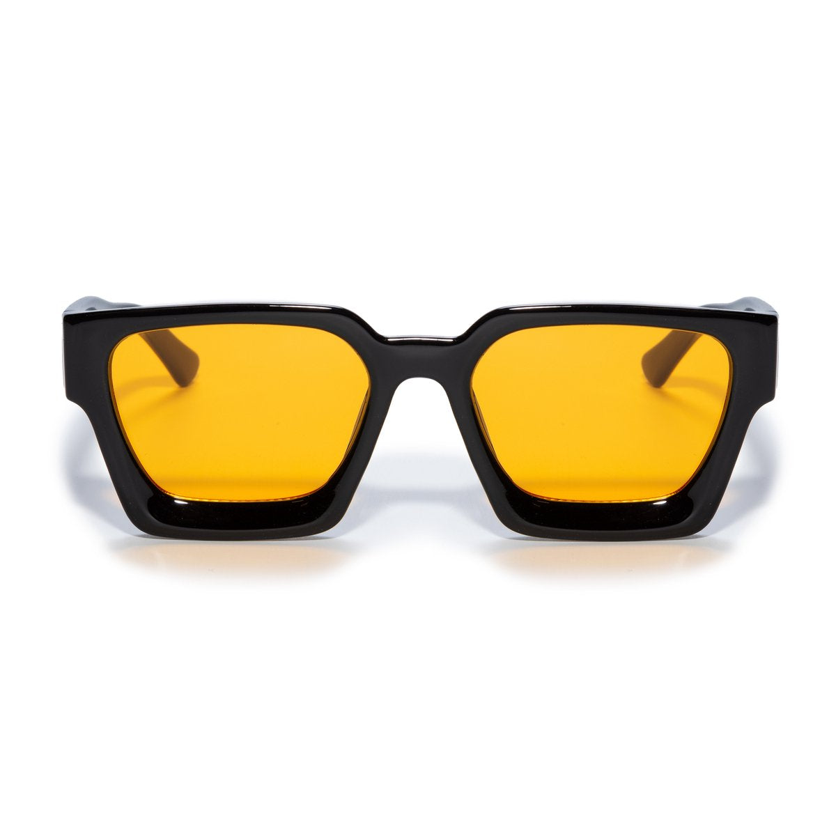 Square sunglasses - Women's sunglasses - Festival sunglasses - Rave sunglasses - Glasses - Thick frame - Black with orange lenses