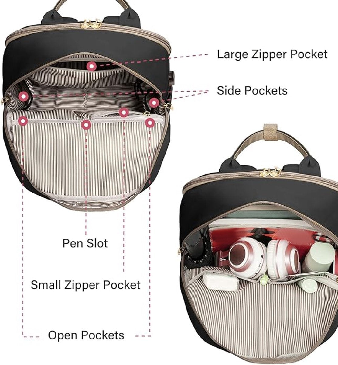 Backpack Waterproof - USB - Beige - Brown - Black