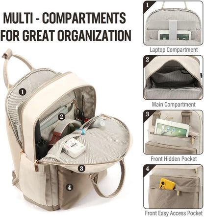 Backpack Waterproof - USB - Beige - White