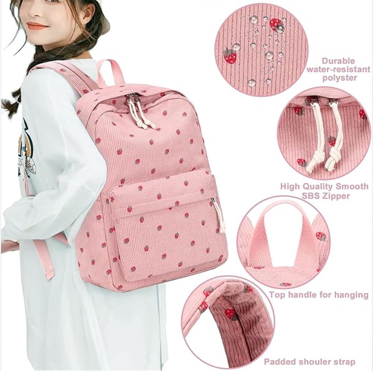 3 PCS Women's Backpack - Pink