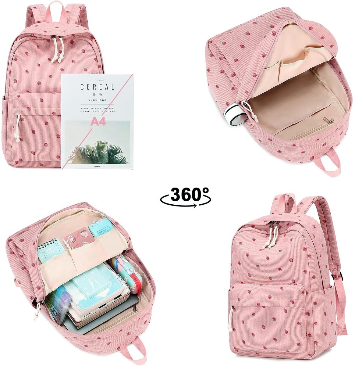 3 PCS Women's Backpack - Pink