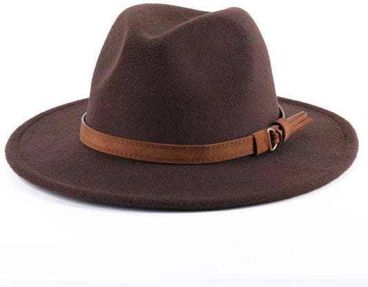 Roll-Up Felt Hats with Foldable Leather Lining - For Men and Women (Brown)