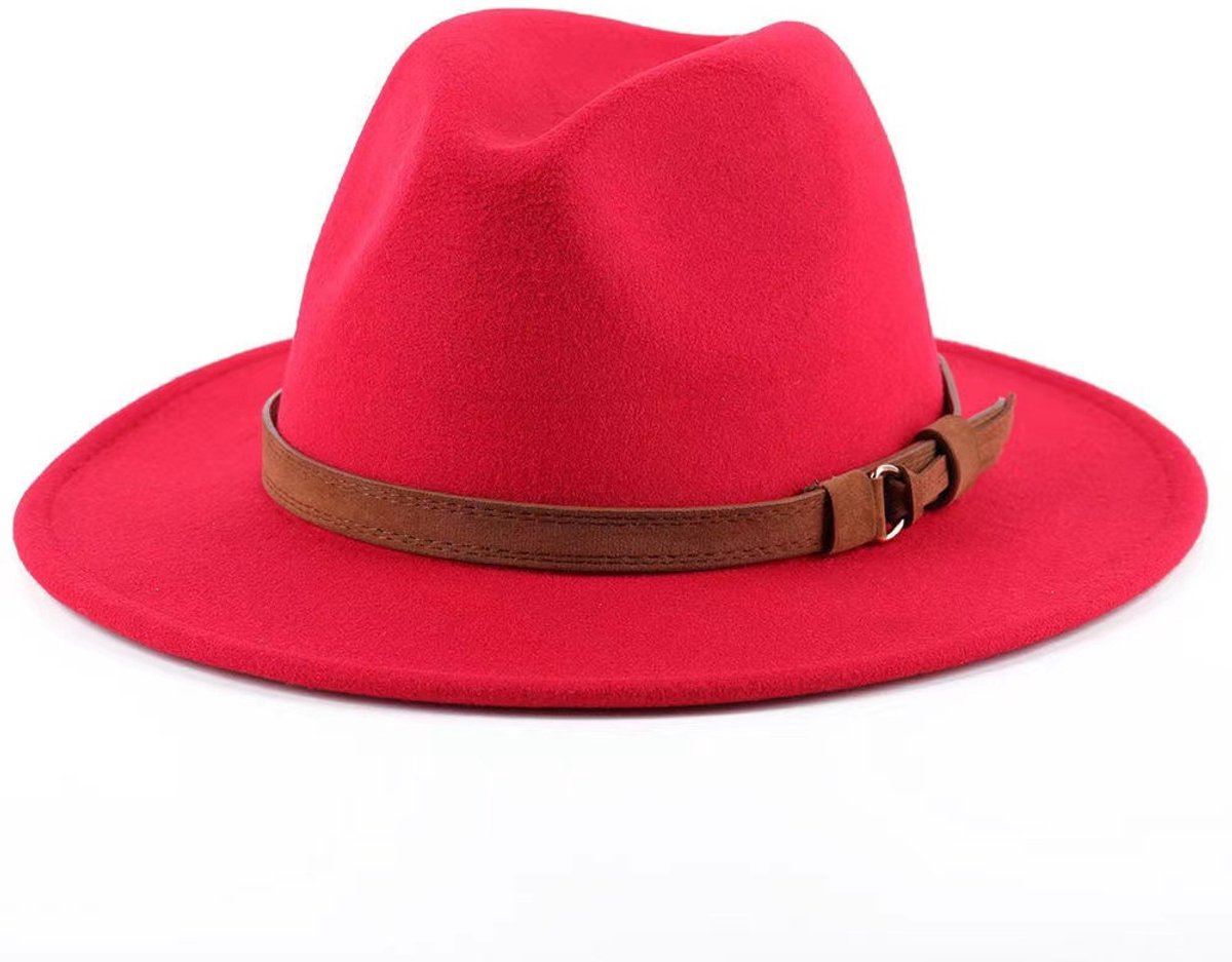 Sun Hat with Foldable leather lining - For men and women (Red)
