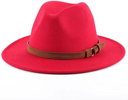 Sun Hat with Foldable leather lining - For men and women (Red)