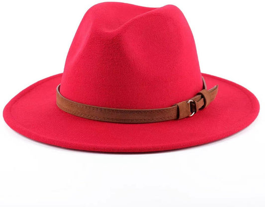 Sun Hat with Foldable leather lining - For men and women (Red)