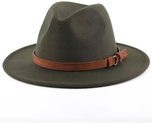 Sun Hat with Foldable leather lining - For men and women (army green)