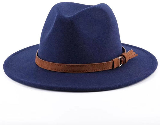Sun Hat with Foldable leather lining - For men and women (navy blue)
