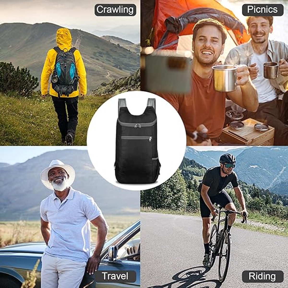 Ultralight Foldable Backpack Black, One size