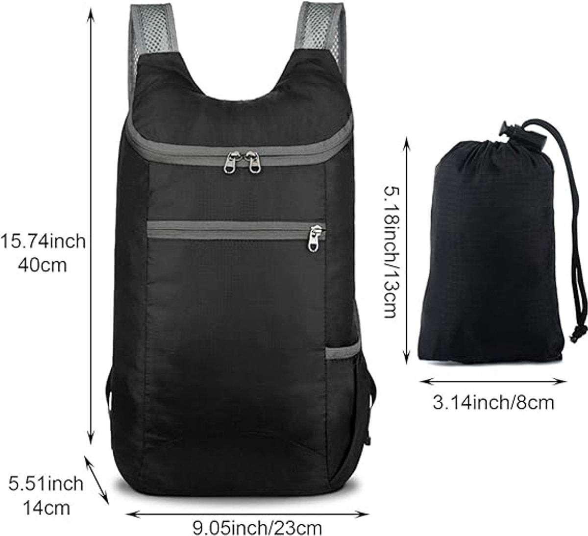 Ultralight Foldable Backpack Black, One size