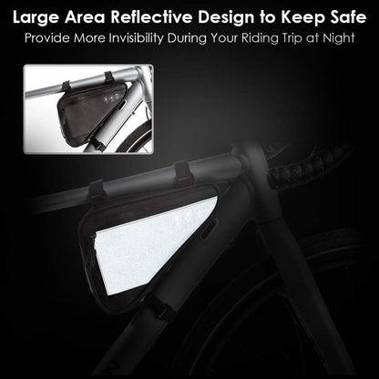 Bicycle pannier - Bicycle frame bag - Bicycle frame bag - Triangular bicycle frame bag - Storage bag - Reflective bicycle bag - Mountain bike, road bike accessories, large capacity - Black