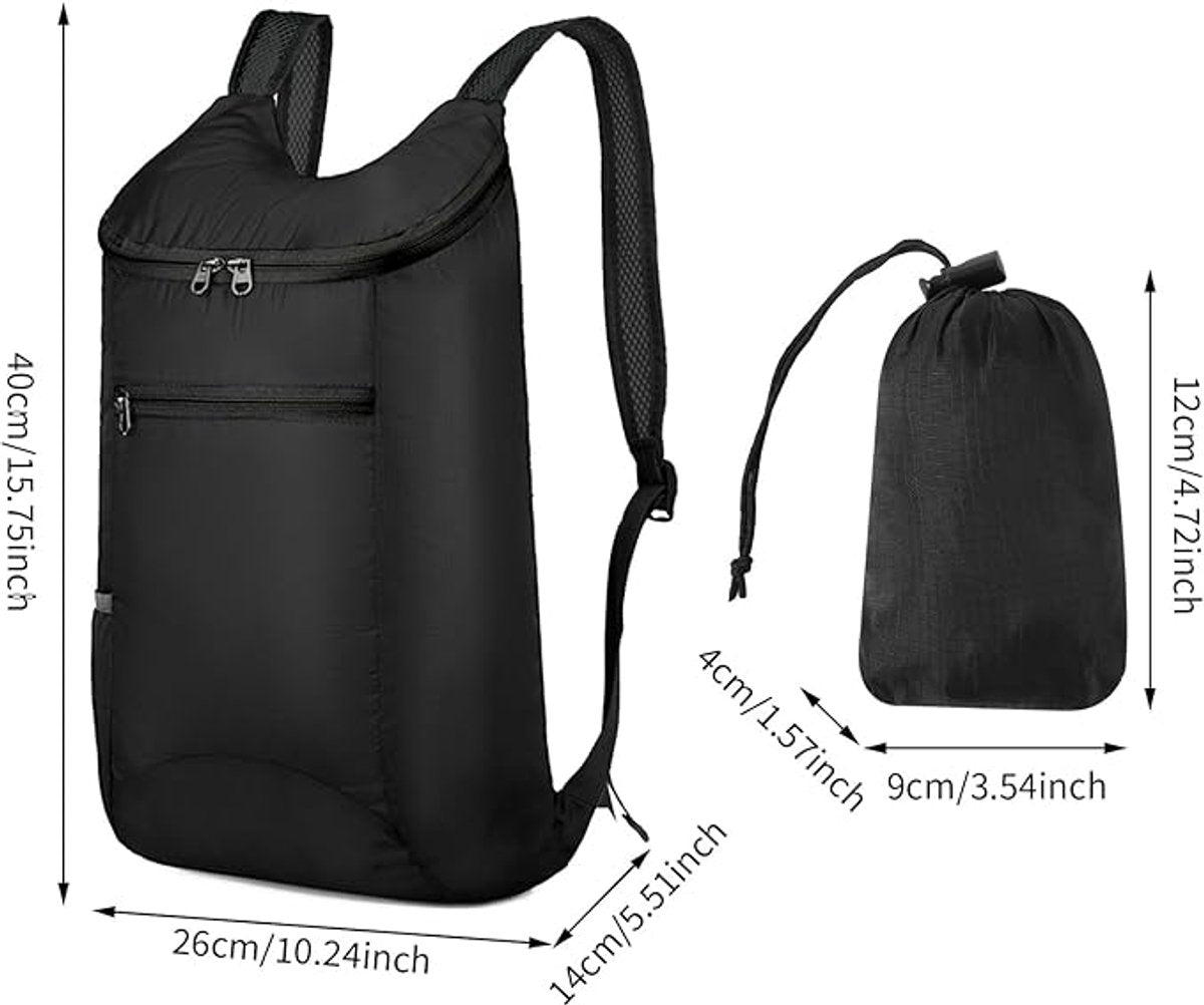Set of 2 Ultralight Foldable Backpacks - Black and Blue