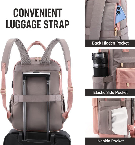 40L Travel Bag Maximum Capacity Backpack - Pink/Grey