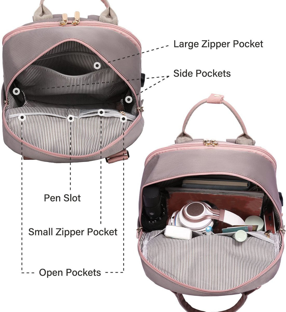40L Travel Bag Maximum Capacity Backpack - Pink/Grey