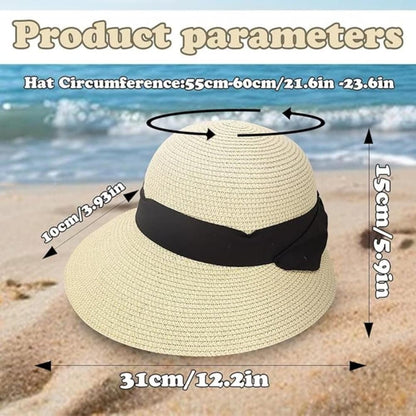 UV-protective Straw Beach Hat for Summer Outdoor, Beige