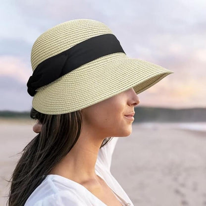 UV-protective Straw Beach Hat for Summer Outdoor, Beige