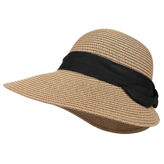 UV Protective Straw Beach Hat Summer Outdoor, Brown