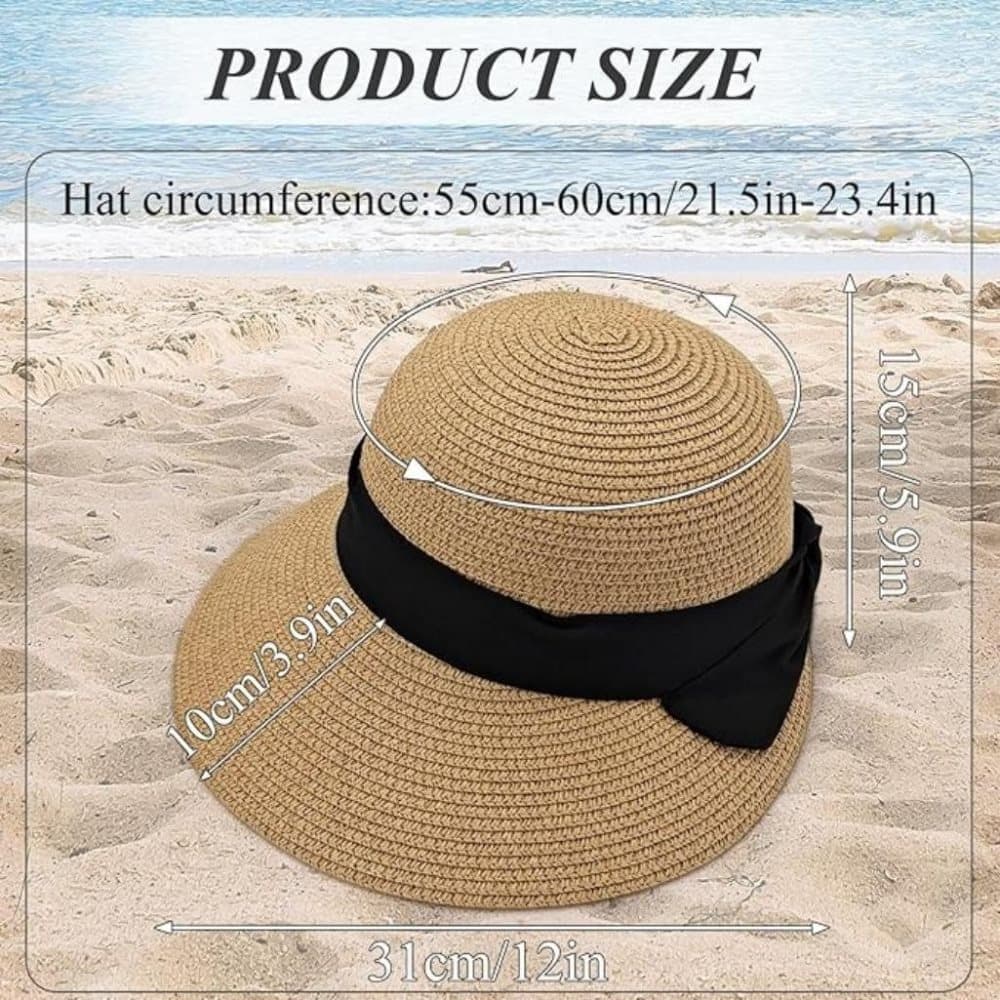UV Protective Straw Beach Hat Summer Outdoor, Brown