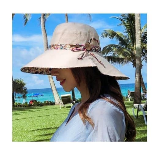 Women's Sun Hat UV Protection with Foldable Visor, Double Sided Blue