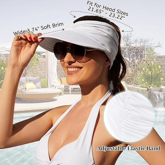 Women's UPF 50+ UV Protection Sun Visor Hat |  That Girl Aesthetic High Ponytail Wide Brim Hat | Birthday Gift for Her Beach Golf Hiking Outdoor Daily Casual WearPink
