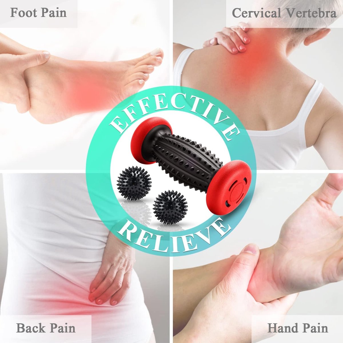 Foot Massage Roller With 3 x Massage Balls